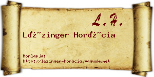 Lézinger Horácia névjegykártya